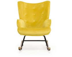 Aemely® Schommelstoel 'Steerne' - Geel Velvet, Blank Hout