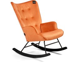 Aemely® Schommelstoel 'Steerne' - Koper Velvet, Zwart Hout