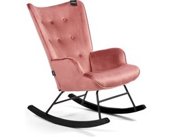 Aemely® Schommelstoel 'Steerne' - Roze Velvet, Zwart Hout