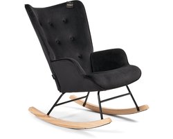 Aemely® Schommelstoel 'Steerne' - Zwart Velvet, Blank Hout