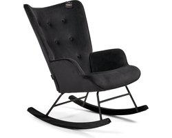 Aemely® Schommelstoel 'Steerne' - Zwart Velvet, Zwart Hout