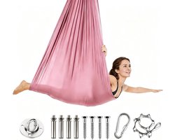 Aerial Yoga-hangmat 280 x 150 cm, draagvermogen 500 kg, inclusief complete installatieset, anti-zwaartekracht-yogatoebehoren voor volwassenen