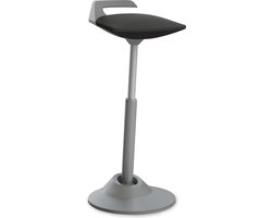 Aeris Muvman High sta-kruk (model 2021) - grijs - gasveer - zithoogte 60-93 cm - kunstleren zwarte zitting (model 2021)