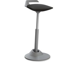 Aeris Muvman sta-kruk (model 2021) - grijs - gasveer- zithoogte 51- 84 cm - zwart kunstleren zitting