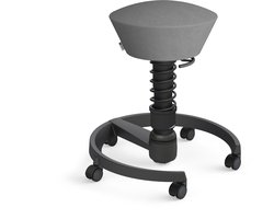Aeris Swopper Comfort - ergonomische bureaustoel - zachte wielen - zwart frame - zitting microvezel- grijs