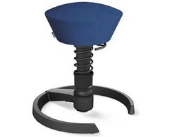 Aeris Swopper - ergonomische bureaukruk - zwart onderstel - blauwe zitting - gliders - wol - standaard
