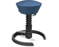 Aeris Swopper - ergonomische bureaukruk - zwart onderstel - blauwe zitting - gliders - wol - standaard