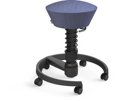Aeris Swopper - ergonomische bureaukruk - zwart onderstel - blauwe zitting - zachte wielen - wol - standaard