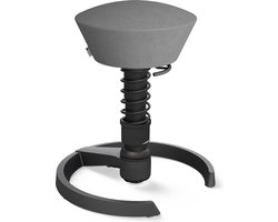 Aeris Swopper - ergonomische bureaukruk - zwart onderstel - grijze zitting - gliders - microvezel - standaard