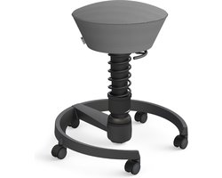 Aeris Swopper - ergonomische bureaukruk - zwart onderstel - grijze zitting - zachte wielen - mesh - standaard