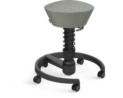 Aeris Swopper - ergonomische bureaukruk - zwart onderstel - grijze zitting - zachte wielen - wol - standaard
