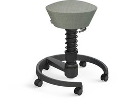 Aeris Swopper - ergonomische bureaukruk - zwart onderstel - grijze zitting - zachte wielen - wol - standaard