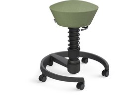Aeris Swopper - ergonomische bureaukruk - zwart onderstel - groen-beige gemêleerde zitting - harde wielen - wol - standaard
