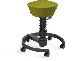 Aeris Swopper - ergonomische bureaukruk - zwart onderstel - groene zitting - zachte wielen - wol - standaard