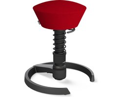 Aeris Swopper - ergonomische bureaukruk - zwart onderstel - rode zitting - gliders - wol - standaard