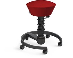Aeris Swopper - ergonomische bureaukruk - zwart onderstel - rode zitting - harde wielen - wol - standaard