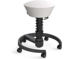 Aeris Swopper - ergonomische bureaukruk - zwart onderstel - witte zitting - harde wielen - kunstleer - standaard