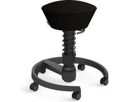 Aeris Swopper - ergonomische bureaukruk - zwart onderstel - zwarte zitting - harde wielen - mesh - standaard
