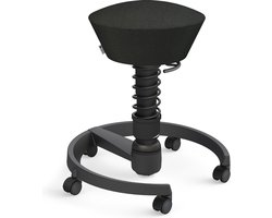 Aeris Swopper - ergonomische bureaukruk - zwart onderstel - zwarte zitting - harde wielen - wol - standaard