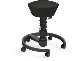 Aeris Swopper - ergonomische bureaukruk - zwart onderstel - zwarte zitting - zachte wielen - wol - standaard