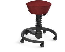 Aeris Swopper Gabriel - ergonomische bureaukruk - zwart onderstel - donkerrood gemêleerde zitting - zachte wielen - wol - standaard