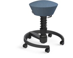 Aeris Swopper Gabriel - ergonomische bureaukruk - zwart onderstel -duivenblauwe zitting - harde wielen - wol - standaard