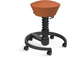 Aeris Swopper Gabriel - ergonomische bureaukruk - zwart onderstel - oranjerood gemêleerde zitting - harde wielen - wol - standaard