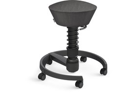 Aeris Swopper Gabriel - ergonomische bureaukruk - zwart onderstel - schiefergrijs gemêleerde zitting - harde wielen - wol - standaard