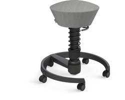 Aeris Swopper Gabriel- ergonomische bureaukruk - zwart onderstel - steengrijs gemêleerd zitting - harde wielen - wol - standaard