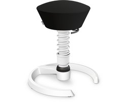 Aeris Swopper High - ergonomische bureaukruk - glijdoppen - wit onderstel - zitting kunstleder Mediflex - zwart - hoog