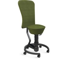 Aeris Swopper with backrest footring with castors (hard floor), black spring strut type: standard, black, spring black seat cover: wool blend Capture (Gabriel), green melange backrest pole: black, backrest cover: wool blend Capture (Gabriel), green