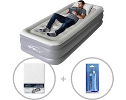 AeroRest Supreme Plush XL 1-persoons luchtbed | 210 x 99 x 46 cm | Inclusief bijpassend hoeslaken + reparatiekit | Extra lang 210 cm | Ideaal voor lange mensen | Extra lang 210 cm | Ideaal voor lange mensen