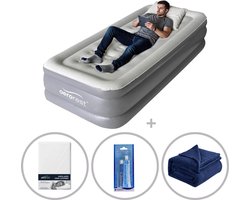 AeroRest Supreme Plush XL 1-persoons luchtbed | 210 x 99 x 46 cm | Inclusief bijpassend hoeslaken + reparatiekit + fleece deken | Extra lang 210 cm | Ideaal voor lange mensen