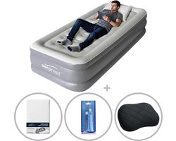 AeroRest Supreme Plush XL 1-persoons luchtbed | 210 x 99 x 46 cm | Inclusief bijpassend hoeslaken + reparatiekit + opblaasbaar hoofdkussen | Extra lang 210 cm | Ideaal voor lange mensen