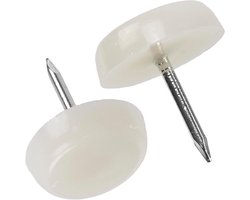 AERZETIX - K34148-100 stuks glijders voor meubels, stoelpoten, tafel - om te spijkeren - rond Ø16 mm van kunststof - kast commode placard bed accessoires vloerbescherming bank - kleur wit