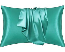 Afabs® Satijnen kussensloop Zacht Groen 60 x 70 cm hoofdkussen formaat - Satin pillow case / Zijdezachte kussensloop van satijn (1 stuks)