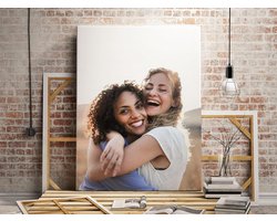 Afbeelding op doek - Kunstwerk met lijst - Wanddecoratie aanbrengen - 100% katoen canvas - 60 x 50 cm - Wit