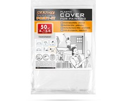 Afdekfolie Schilderen / Verven HDPE 5 Micron – 4 × 12,5 m (50 m²) – Lichtgewicht Beschermfolie Voor Meubels En Vloeren [11203D]