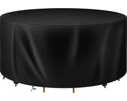 Afdekking voor tuinmeubelen, rond, diameter 130 x 75 cm, afdekhoes van 420D Oxford-weefsel, waterdicht, uv-bestendig, beschermhoes voor meubelsets, tuintafel, zitgroep, zwart