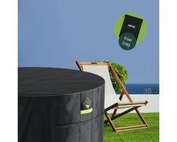 Afdekking voor tuinmeubelen, waterdicht, met haken, winterbestendig, 420D Oxford, met de AlicanTex weerbestendige technologie, winddicht, anti-UV, tuintafel, afdekzeil, rond, zwart (Ø160 x 71cm)