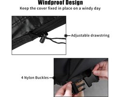 Afdekking voor tuinmeubelen, waterdichte beschermhoes voor tuintafel en stoelen, beschermhoes, zitgroep, afdekhoes, Oxford, zwart, 135 x 135 x 75 cm
