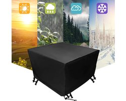 Afdekzeil, tuinmeubelen, waterdicht, polyester, afdekzeil, beschermhoes voor tafel, stoelen, zitgroepen, zitgarnituren, zwart, 123 x 123 x 74 cm