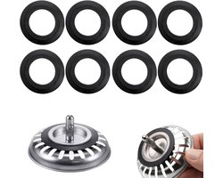 Afdichtingen voor keukenspoelbak - 8 stuks rubberen afdichtingen, vervangend voor gootsteenstop en mandfilter, buitendiameter 54 mm, binnen 32 mm, geschikt voor afvoer en wastafel in badkamer en keuken