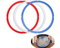 Afdichtringen -Geschikt Voor Instant Pot-accessoires van 6 liter modellen - Rood/ blauw en transparant - 3pack vervangende siliconen afdichtingen van voedingskwaliteit -Geschikt Voor Instant Pot 6 liter