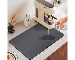 Afdruipmat Koffiezetapparaat - Keukenmat Sneldrogend - Aanrecht Beschermen - Sneldrogend Materiaal - 40 x 30 cm - Donkergrijs