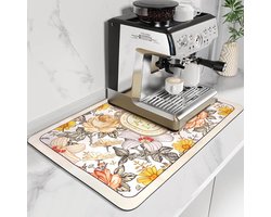 Afdruipmat Koffiezetapparaat - Koffiemachine Onderlegger - Keuken Werkblad Beschermen - Natuurlijk Diatomeeënaarde Materiaal - 40 x 60 cm - Kleurrijk Patroon
