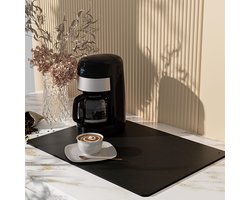 Afdruipmat, moddermat, antislip droogmat van diatomeeënaarde: afdruipmat, koffiemat, pannenlap, badkamermat (zwart, 30*50cm)