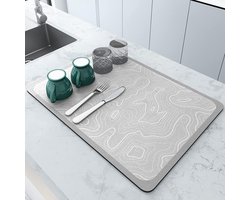 Afdruipmat servies, sneldrogende gootsteenmat, kiezelgoer afdruipmat, schoon houden keuken, afwasmat voor glas, bestek, borden en bekers (30 x 40 cm, B)