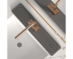 Afdruipmat Spoelbak - Van Diatomeeënaarde Steen - Absorberend en Spatwaterbeschermend - Voor Keuken en Badkamer - Donkergrijs, 60x10 cm
