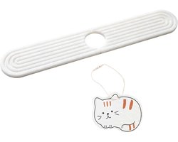 Afdruipmat steen, badmat steen voor wastafel, stenen mat badkamer & afdruipmat gootsteen met 6,5 cm gat (wit, 60 x 10 cm)